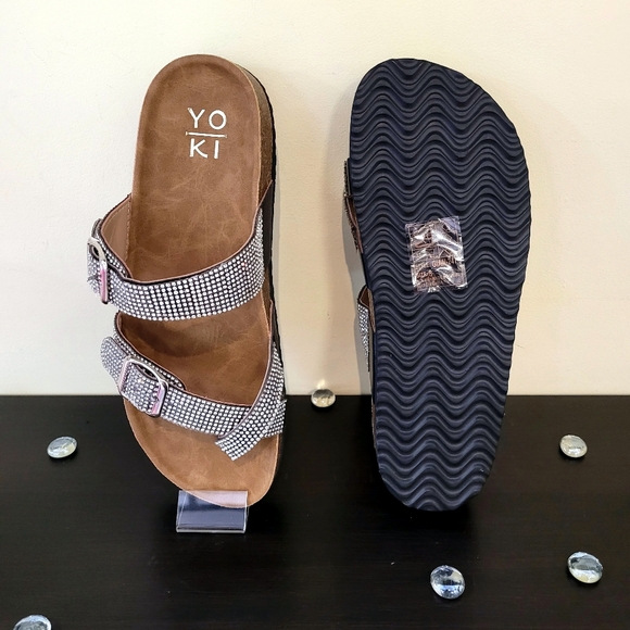 Yoki Bling Brown Cork Sandals - Picture 2 of 4